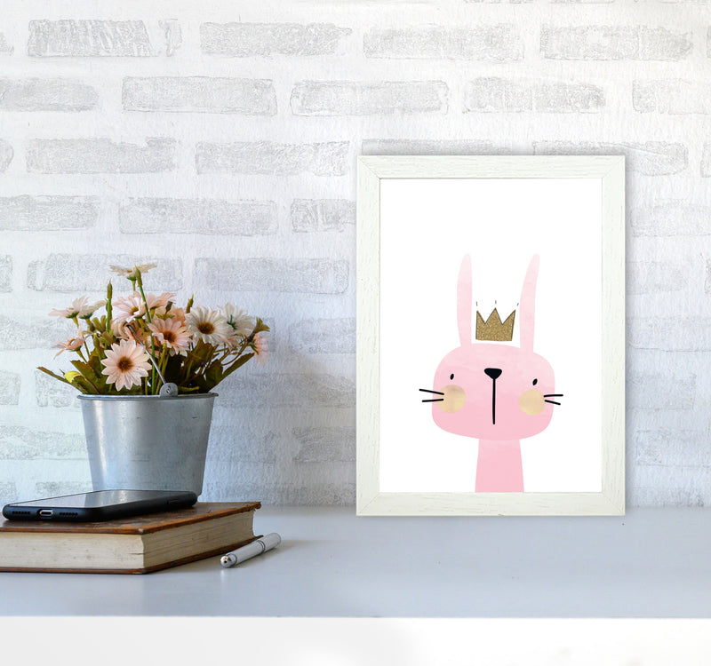 Scandi Bunny Watercolour Framed Nursey Wall Art Print A4 Oak Frame