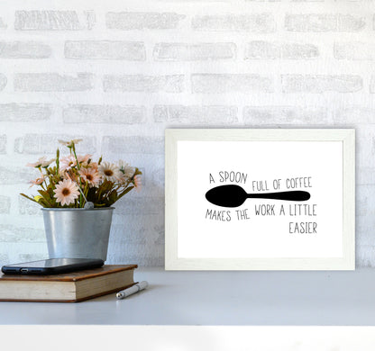 A Spoon Full Of Coffee Modern Print, Framed Kitchen Wall Art A4 Oak Frame