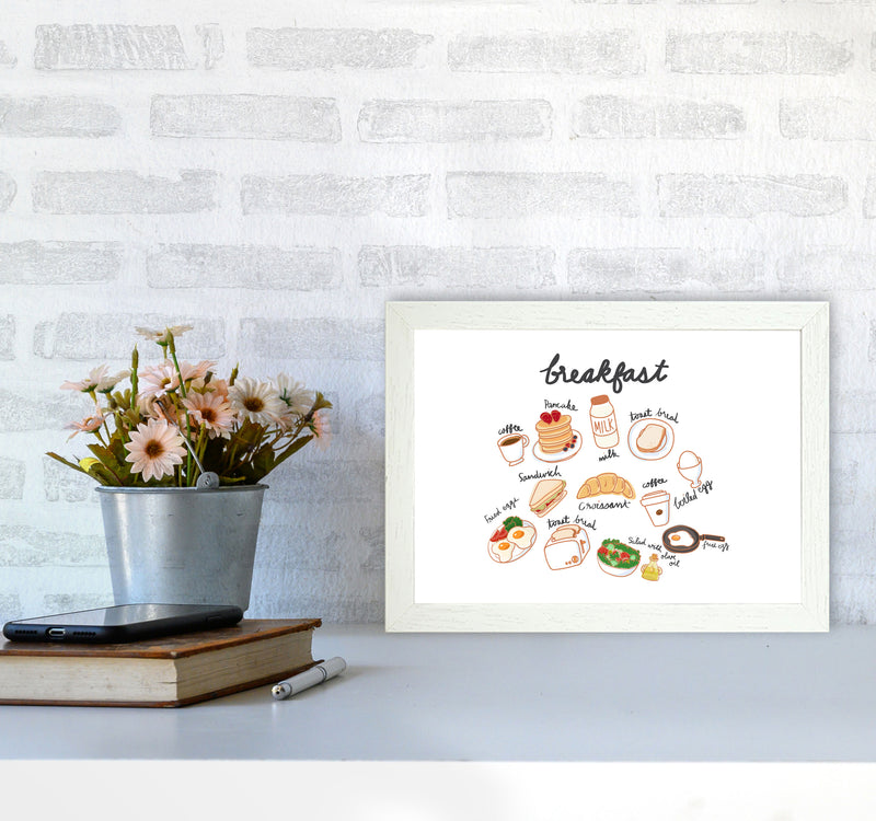 Breakfast Collection Landscape Modern Print, Framed Kitchen Wall Art A4 Oak Frame