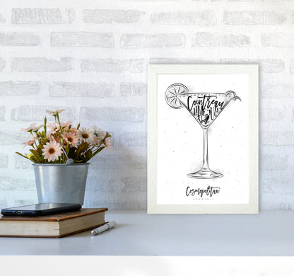 Cosmopolitan Cocktail Modern Print, Framed Kitchen Wall Art A4 Oak Frame