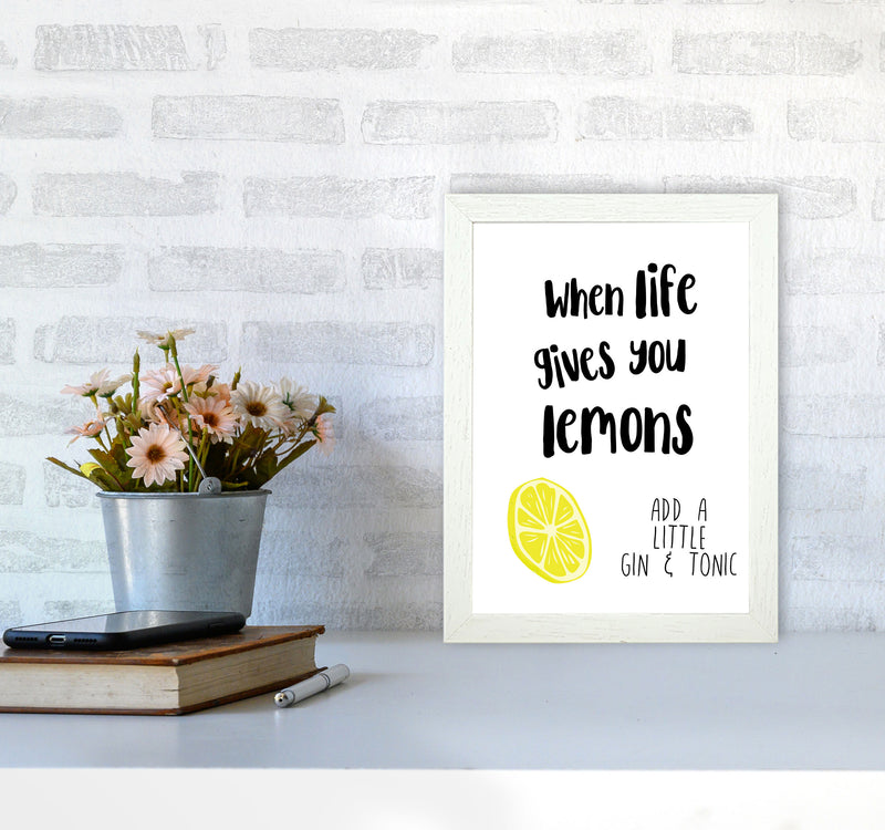 Humorous Gin Sayings Multi Set Kitchen Typography Wall Art A4 Oak Frame