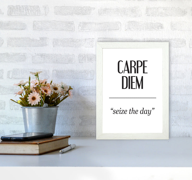 Carpe Diem Framed Typography Wall Art Print A4 Oak Frame