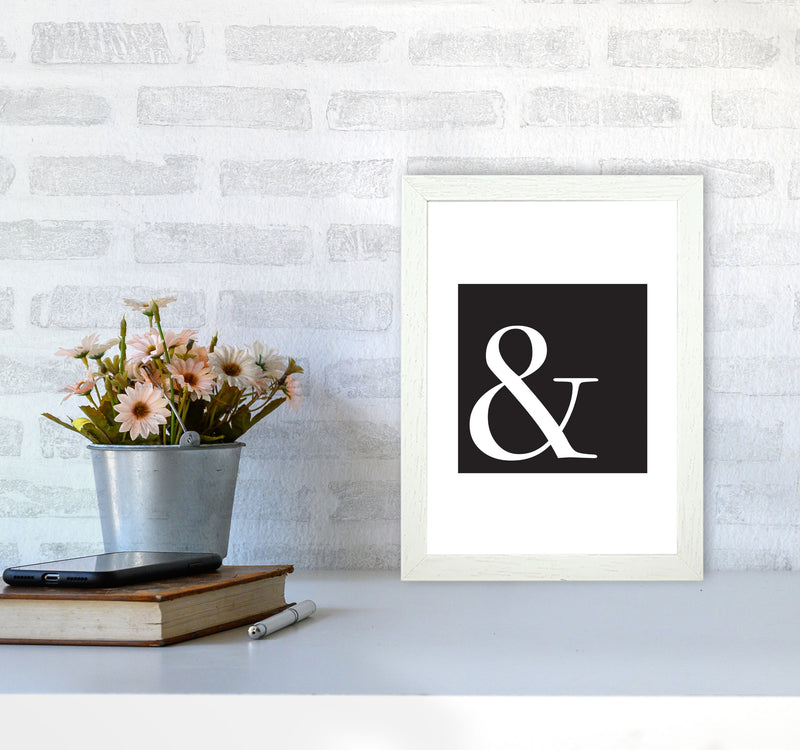 Ampersand Black Framed Typography Wall Art Print A4 Oak Frame