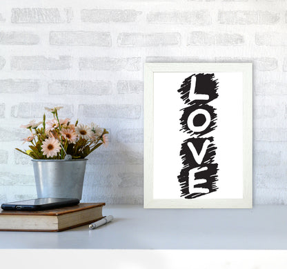 Love Framed Typography Wall Art Print A4 Oak Frame