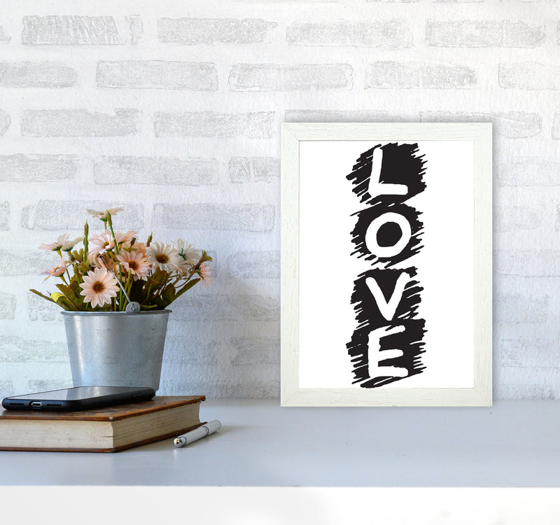 Love Framed Typography Wall Art Print A4 Oak Frame