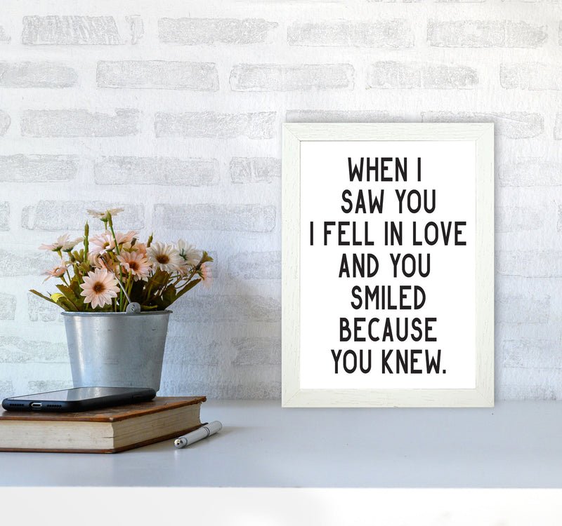 When I Saw You I Fell In Love Modern Print A4 Oak Frame