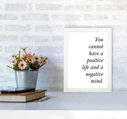 Positive Life, Negative Mind Framed Typography Wall Art Print A4 Oak Frame