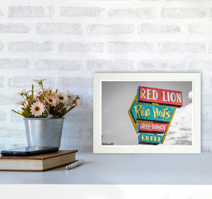 Vintage American Billboard Modern Print A4 Oak Frame
