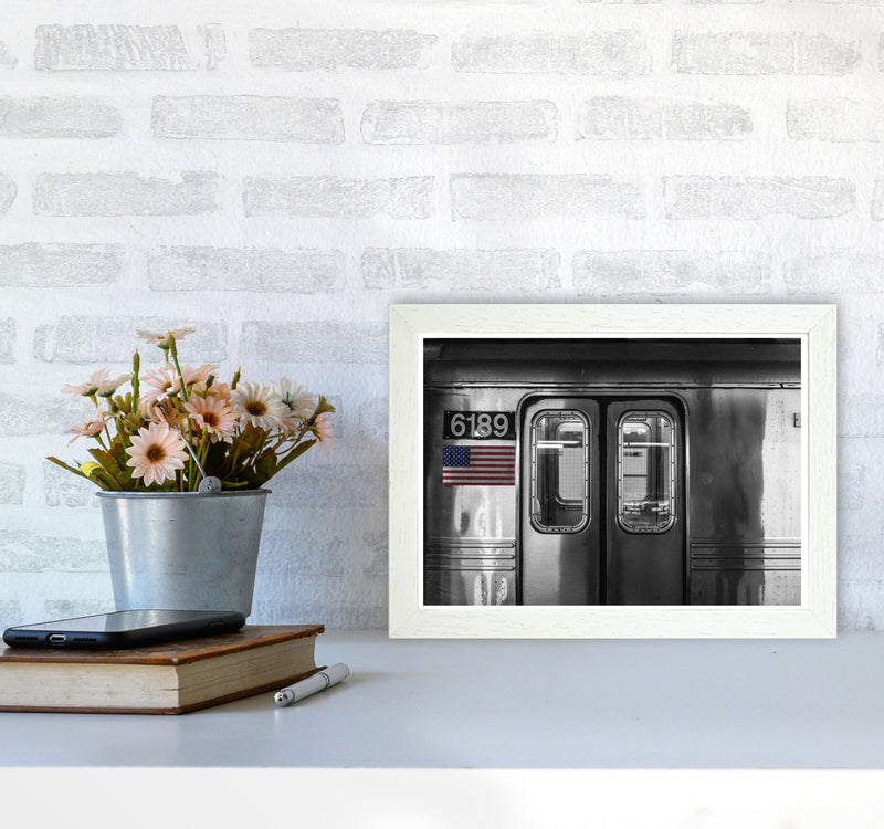 Vintage USA Subway Modern Print A4 Oak Frame