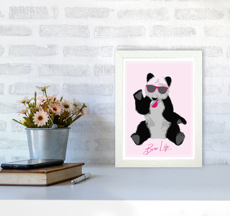 Bear Life Modern Print Animal Art Print A4 Oak Frame