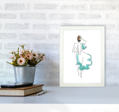 Fashion Line Drawing Modern Print A4 Oak Frame