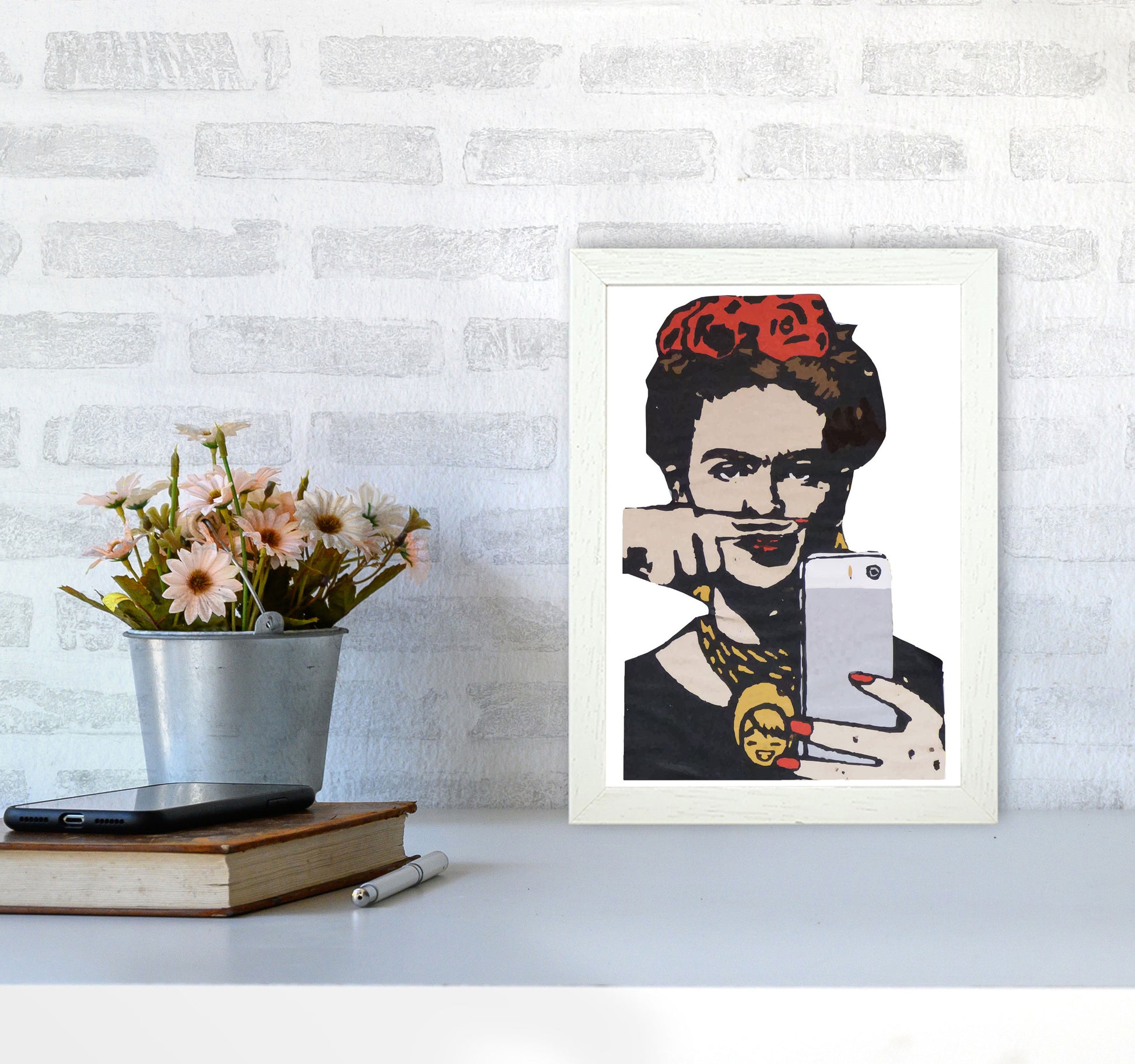 Urban Frida Kahlo Modern Print A4 Oak Frame