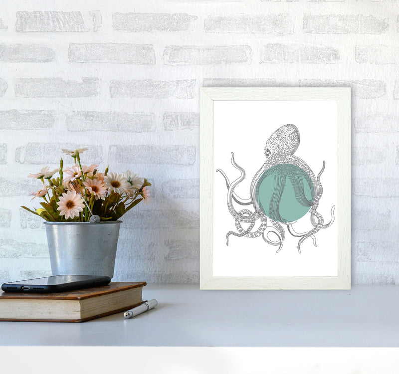 Marine Animals Octopus Modern Print Animal Art Print A4 Oak Frame