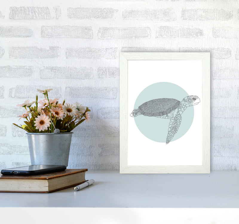 Marine Animals Turtle Modern Print Animal Art Print A4 Oak Frame