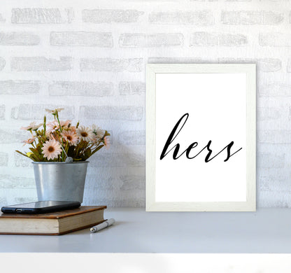 Hers Framed Typography Wall Art Print A4 Oak Frame
