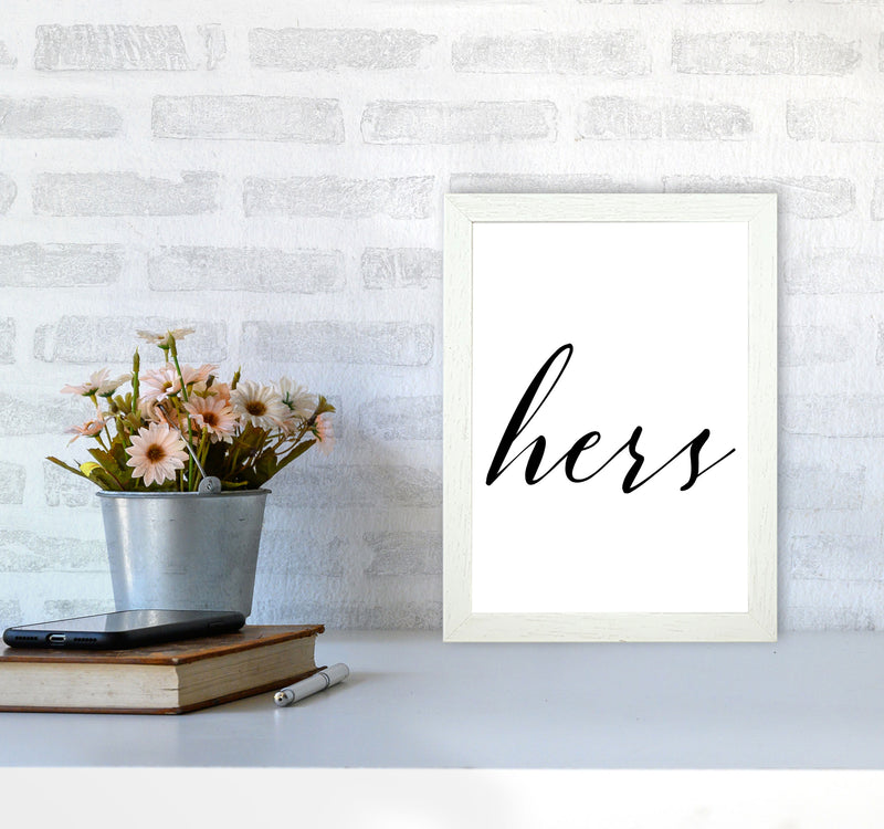 Hers Framed Typography Wall Art Print A4 Oak Frame