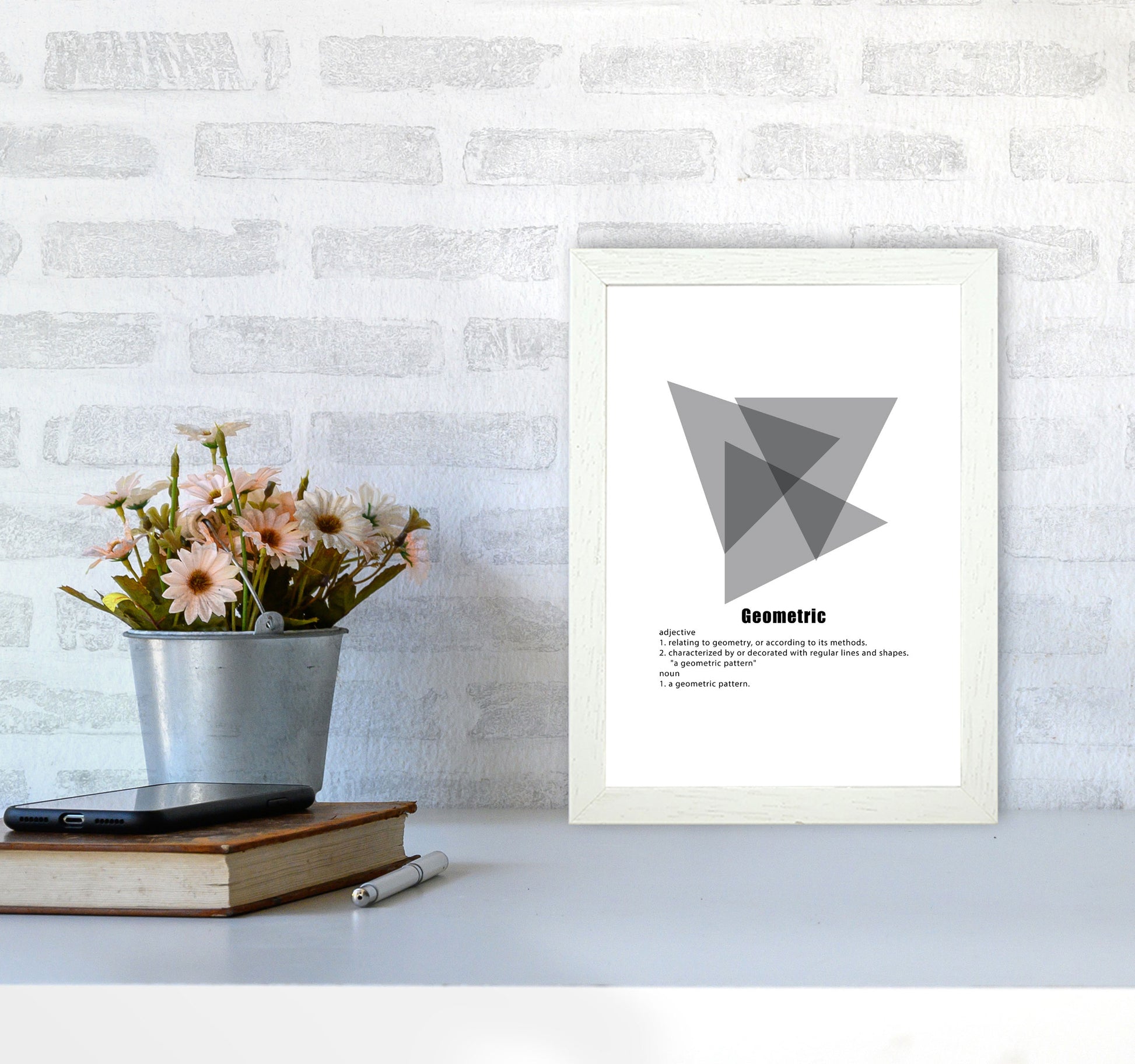 Geometric Meaning 5 Modern Print A4 Oak Frame