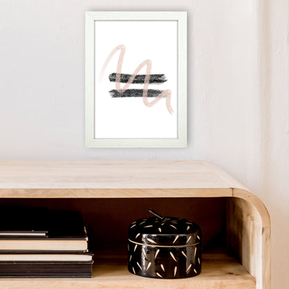 Dalia Chalk Pink And Black Line Contrast  Art Print by Pixy Paper A4 Oak Frame
