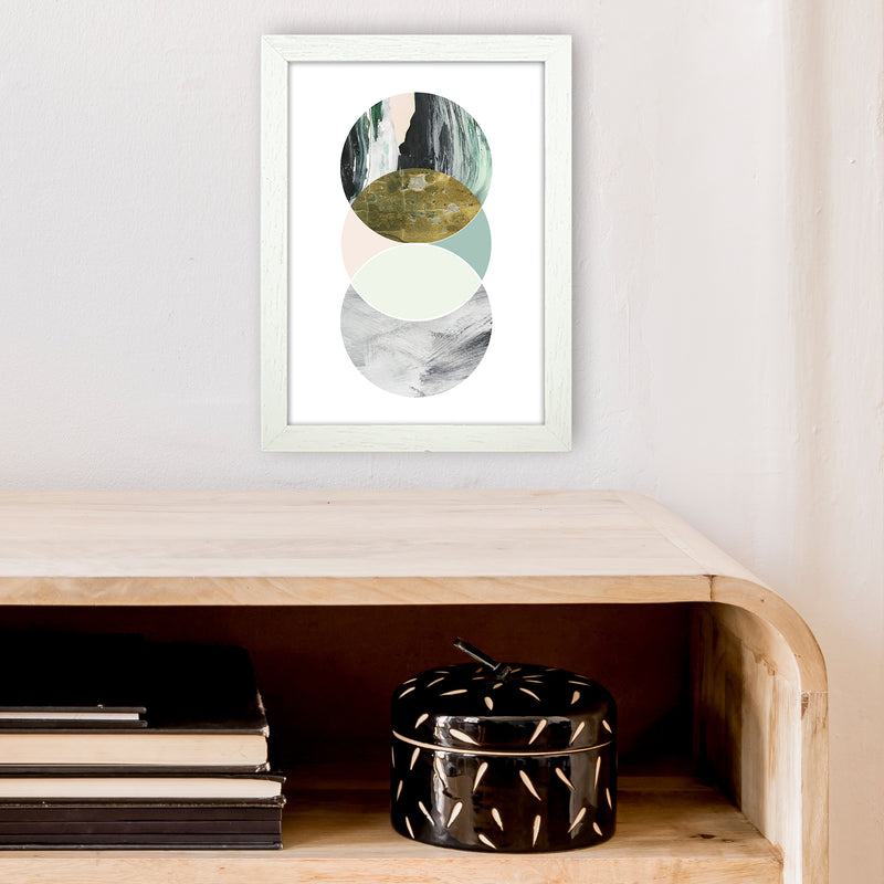 Green Marble Circles Abstract  Art Print by Pixy Paper A4 Oak Frame