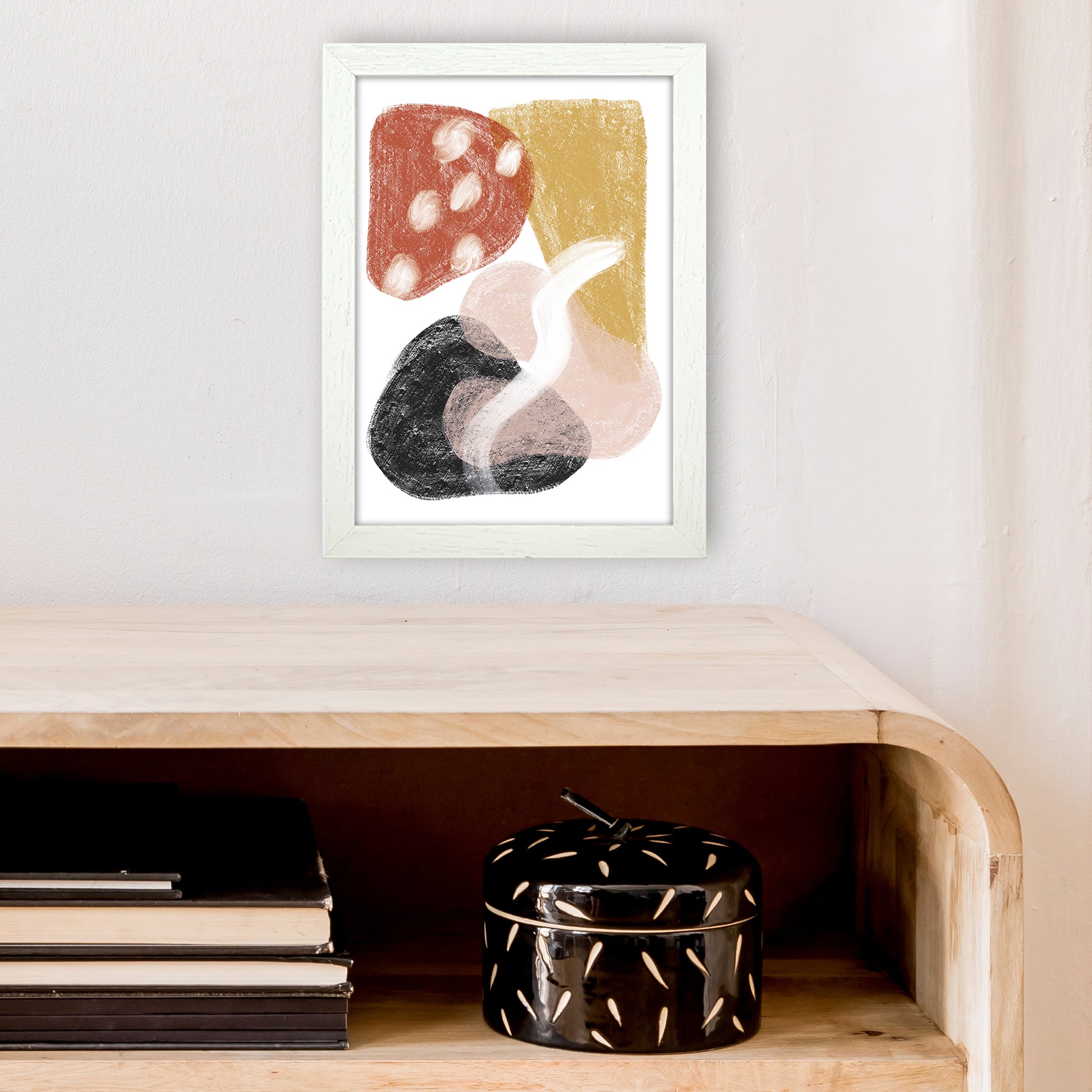 Dalia Chalk Mix Match Shapes  Art Print by Pixy Paper A4 Oak Frame