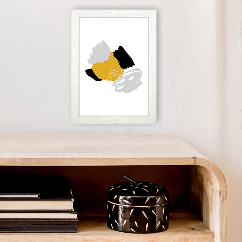 Mismatch Mustard And Black  Art Print by Pixy Paper A4 Oak Frame