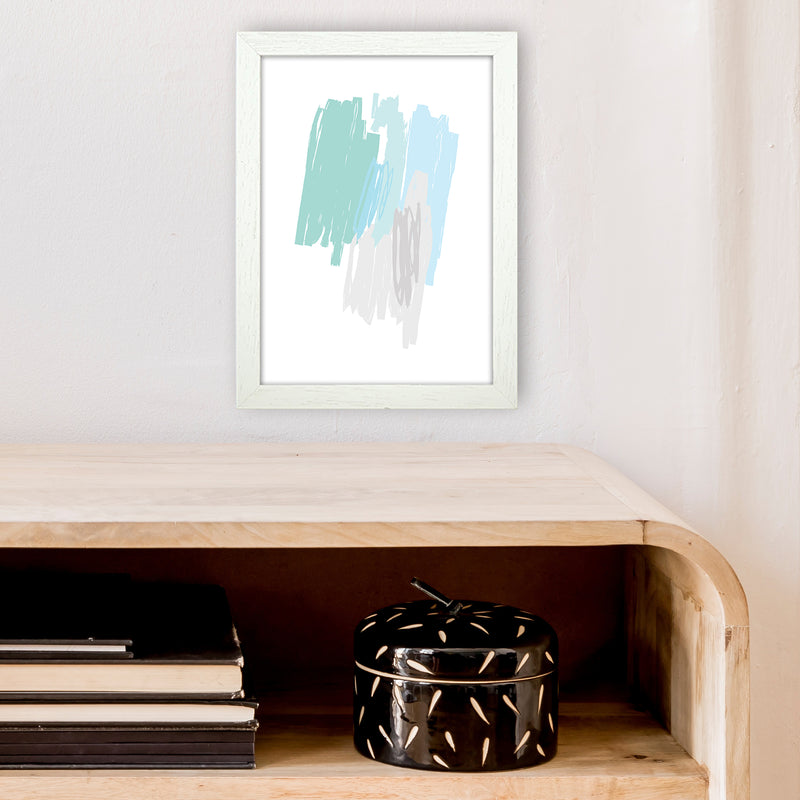 Mint Scribbles Drawings  Art Print by Pixy Paper A4 Oak Frame
