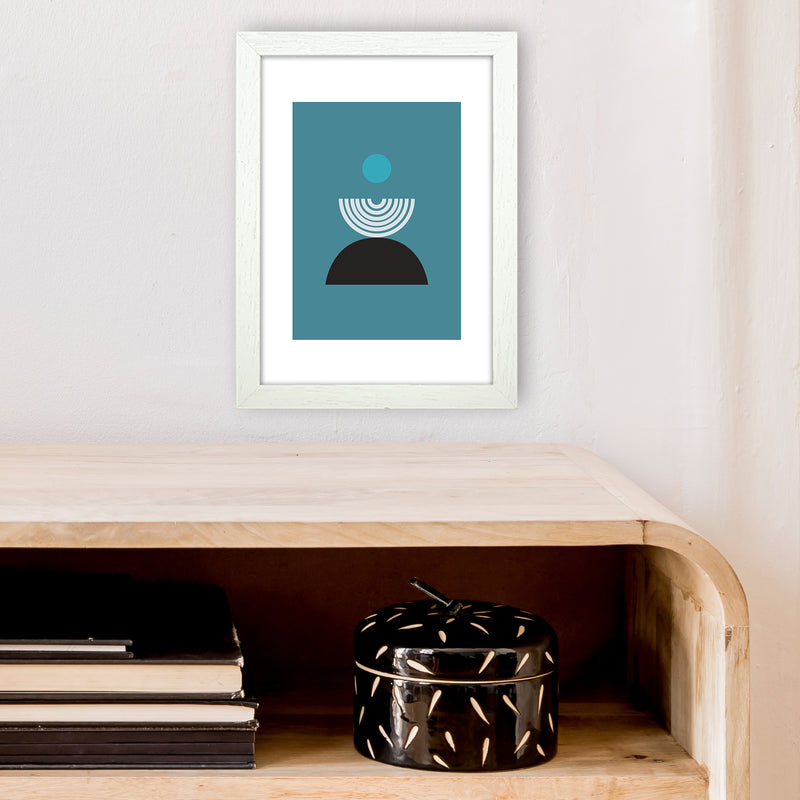 Mita Teal Fountain N8  Art Print by Pixy Paper A4 Oak Frame