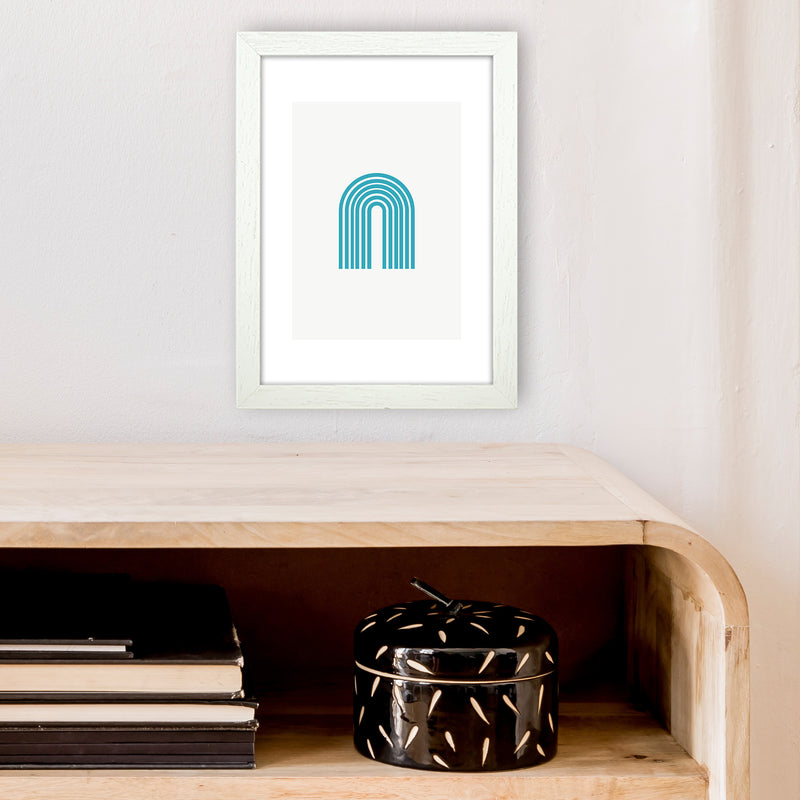 Mita Teal Rainbow N7  Art Print by Pixy Paper A4 Oak Frame