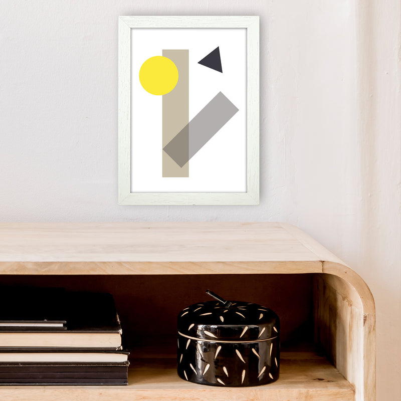 Random Geo Yellow  Art Print by Pixy Paper A4 Oak Frame