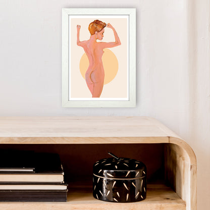 Nude Woman  Art Print by Pixy Paper A4 Oak Frame