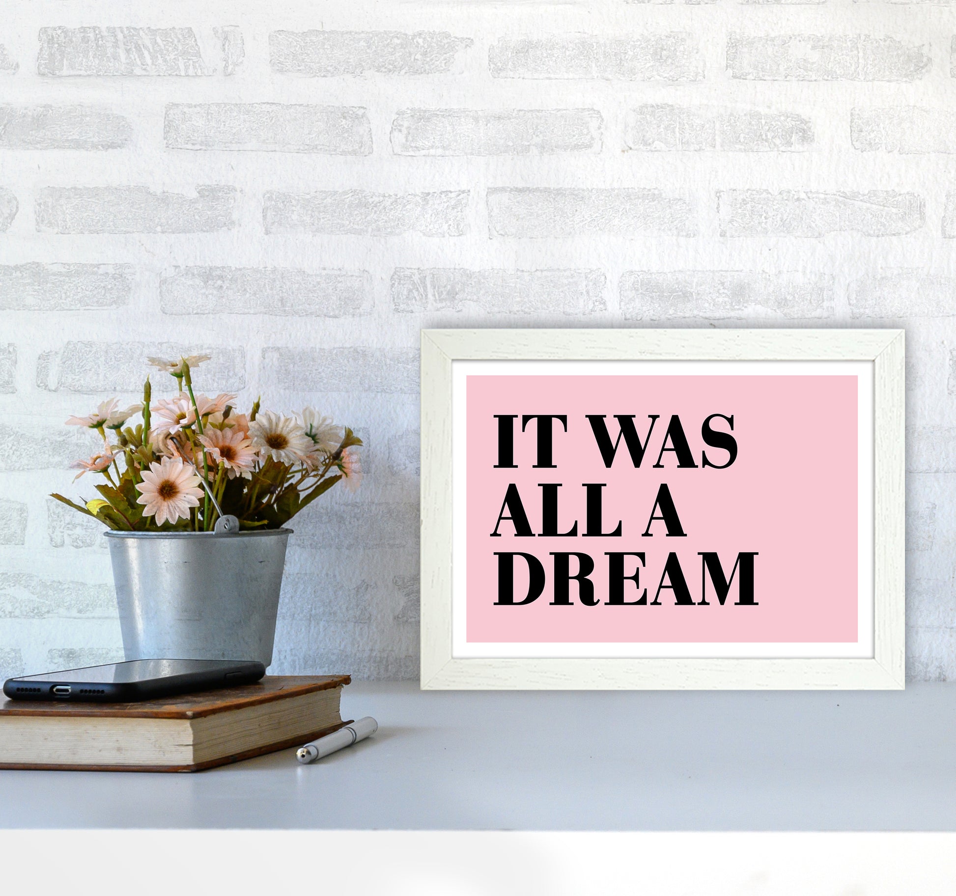 It Was All A Dream Neon Funk  Art Print by Pixy Paper A4 Oak Frame
