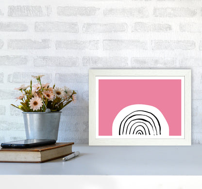 Pink Rainbow Neon Funk  Art Print by Pixy Paper A4 Oak Frame