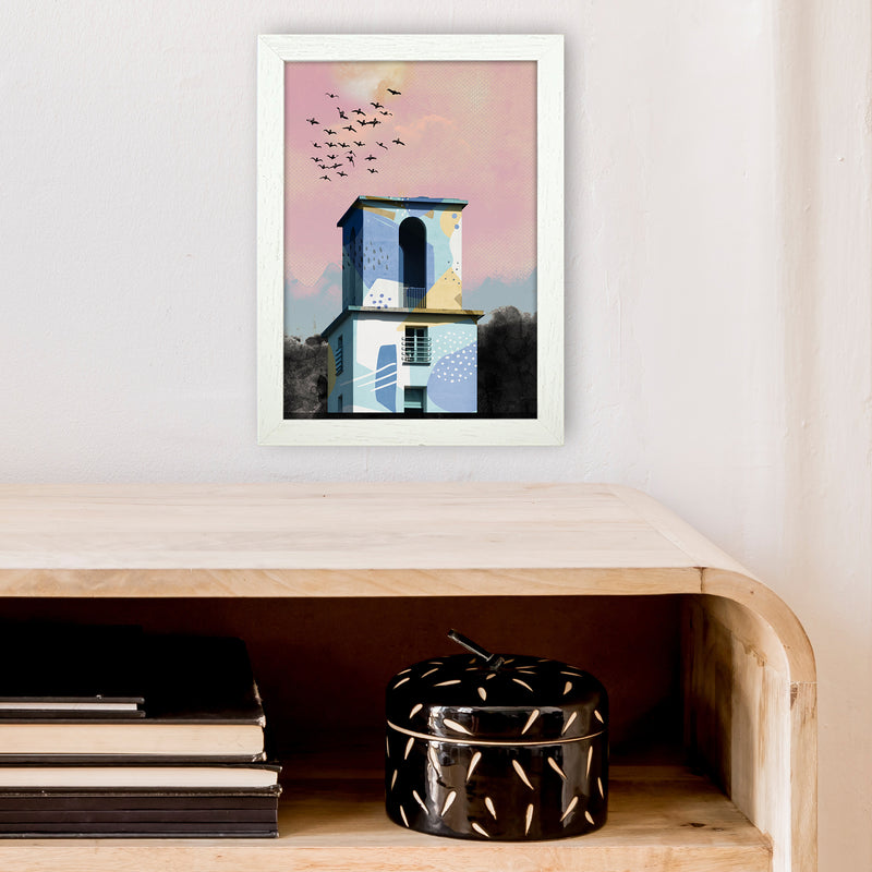 Pop Art Concrete Tower  Art Print by Pixy Paper A4 Oak Frame