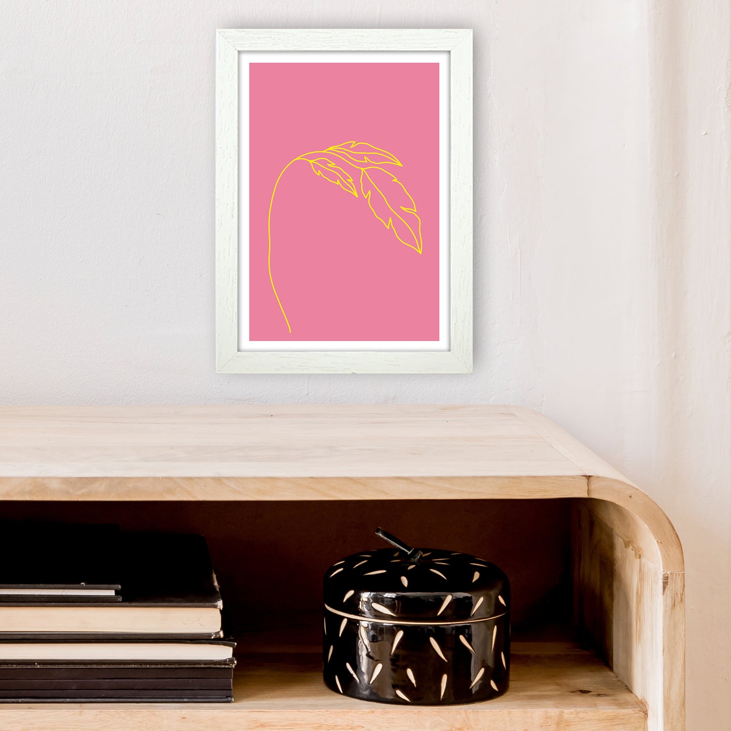 Plant Pink Neon Funk  Art Print by Pixy Paper A4 Oak Frame