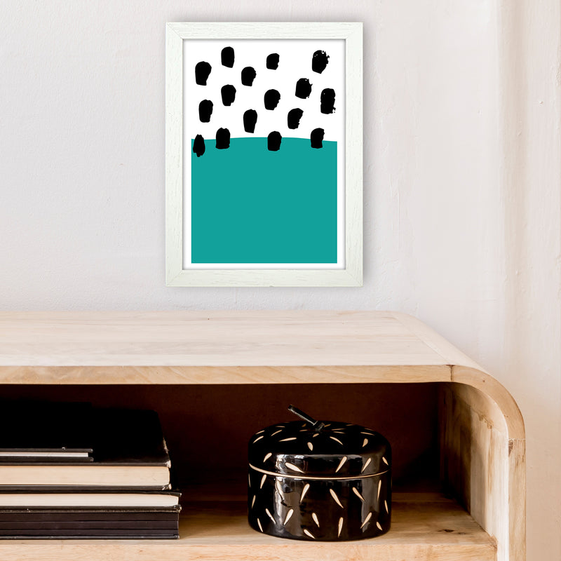 Teal Polka Neon Funk  Art Print by Pixy Paper A4 Oak Frame