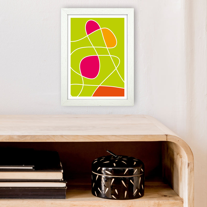Lime Mess Neon Funk  Art Print by Pixy Paper A4 Oak Frame