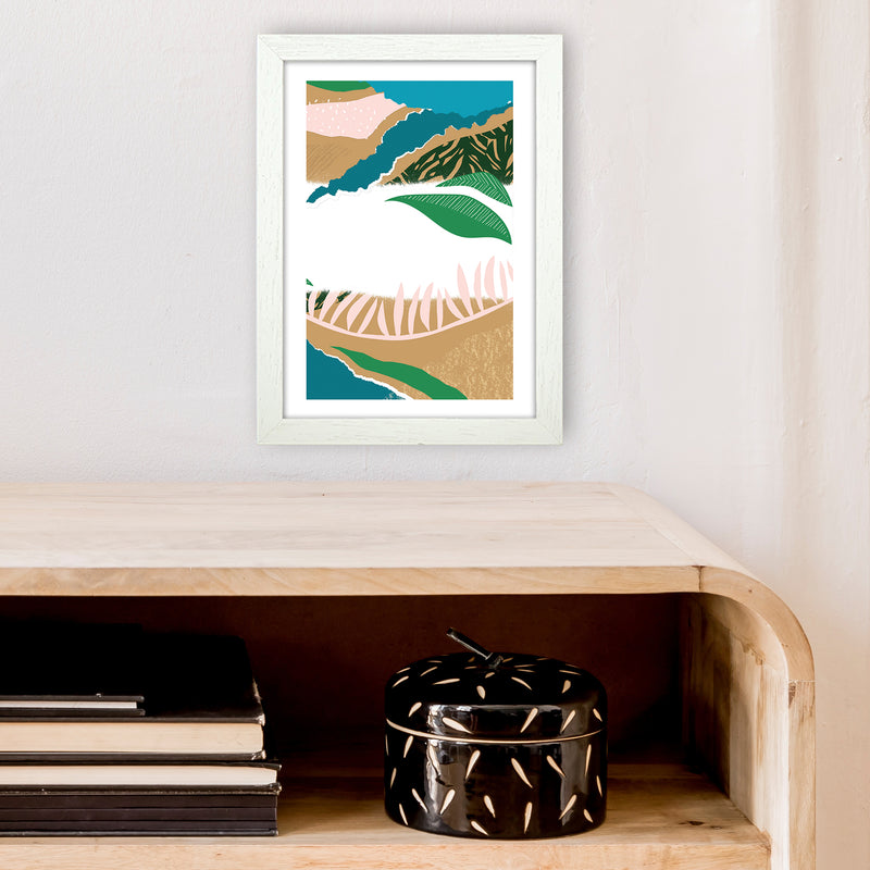 White Mixed Jungle Abstract  Art Print by Pixy Paper A4 Oak Frame