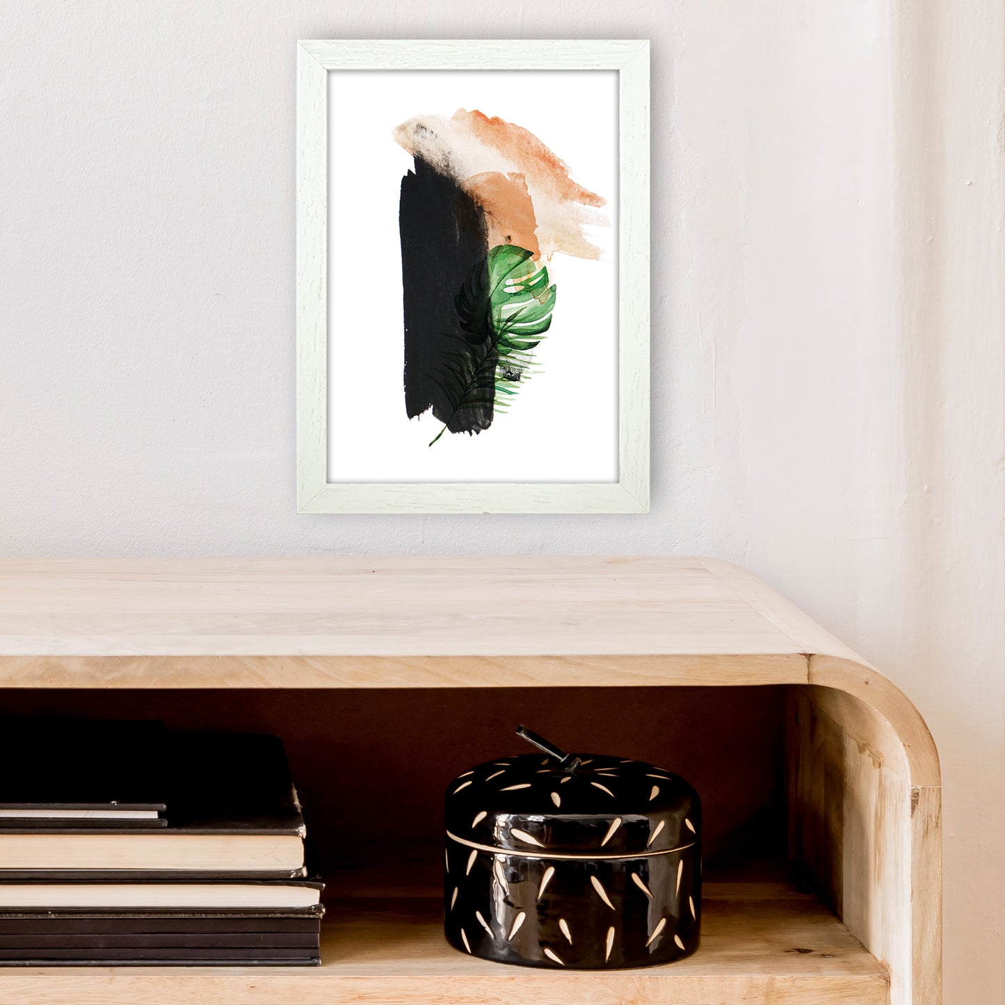 Exotic Abstract Strokes  Art Print by Pixy Paper A4 Oak Frame