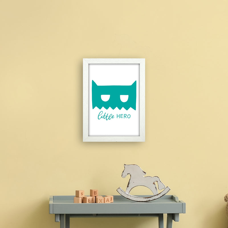 Little Hero Mask Teal Super Scandi  Art Print by Pixy Paper A4 Oak Frame