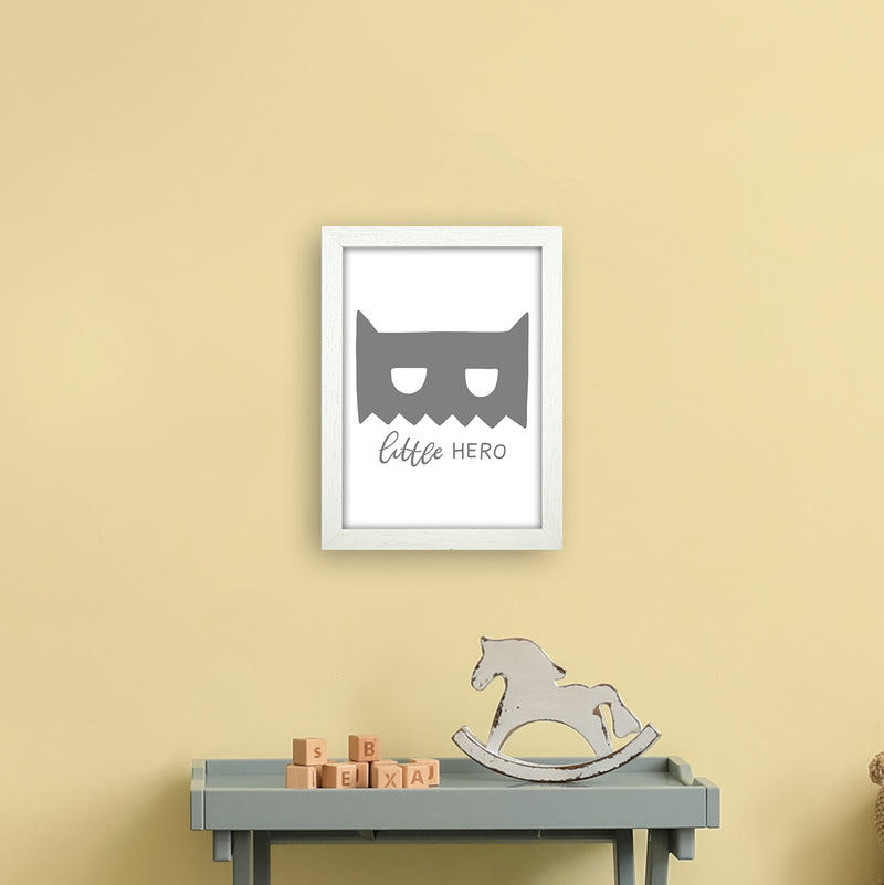 Little Hero Mask Super Scandi Grey  Art Print by Pixy Paper A4 Oak Frame