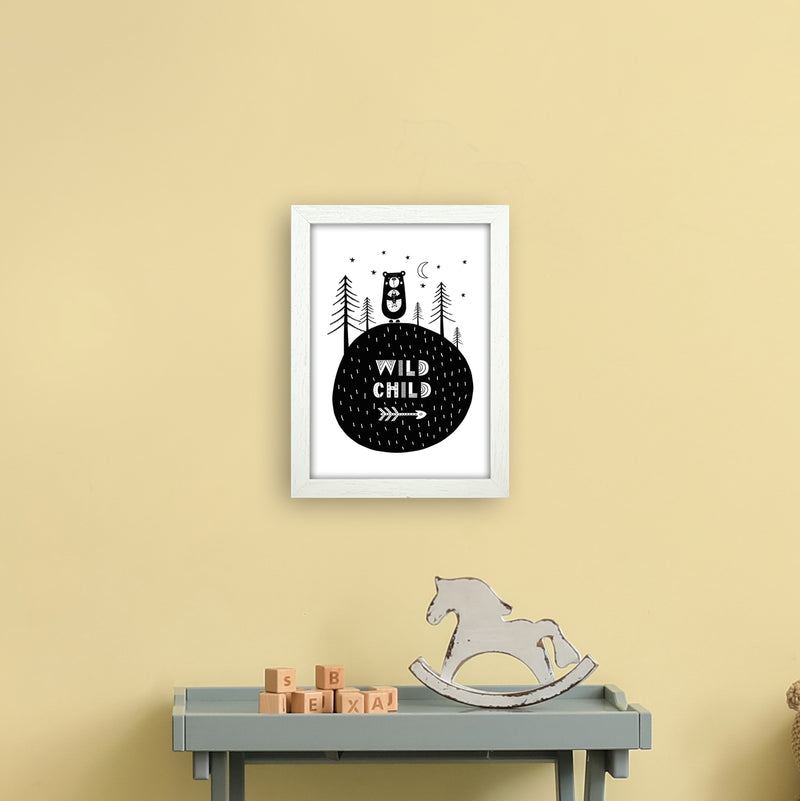 Wild Child Forest Bear  Art Print by Pixy Paper A4 Oak Frame