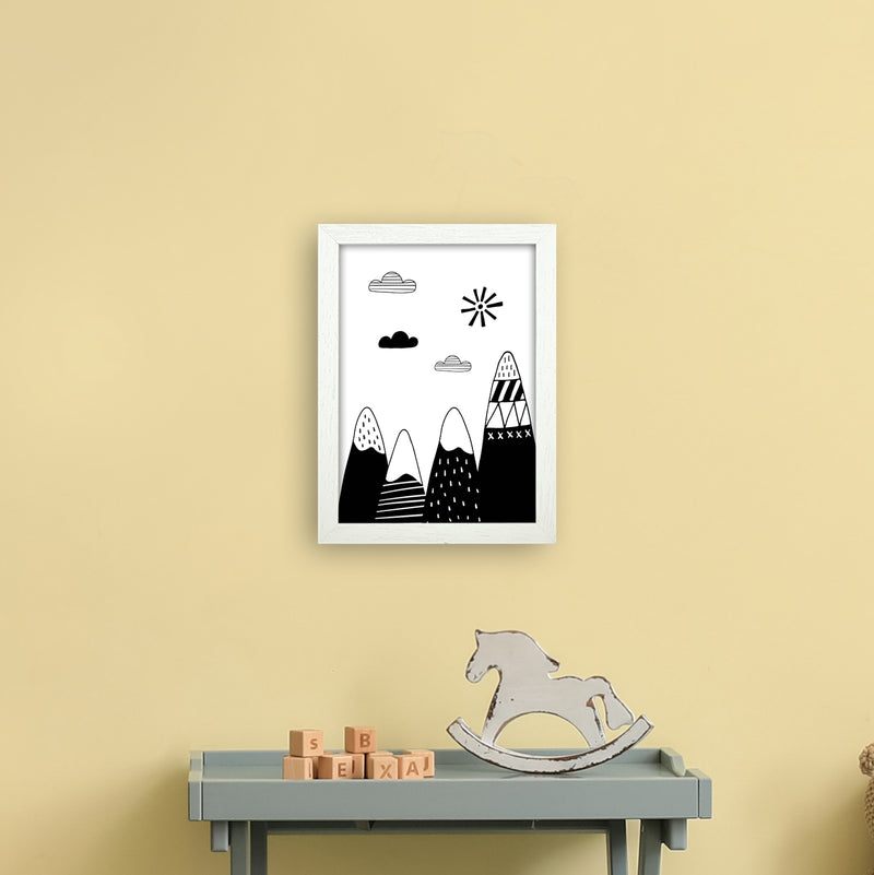 Scandinavian Mountains  Art Print by Pixy Paper A4 Oak Frame