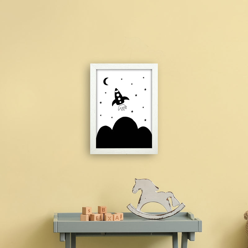 Spaceship Explorer  Art Print by Pixy Paper A4 Oak Frame