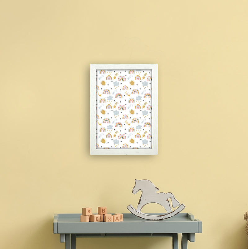 Rainbow Pattern  Art Print by Pixy Paper A4 Oak Frame