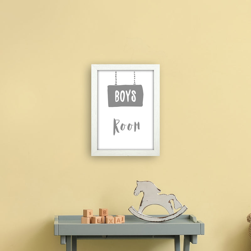 Boys Room Grey  Art Print by Pixy Paper A4 Oak Frame