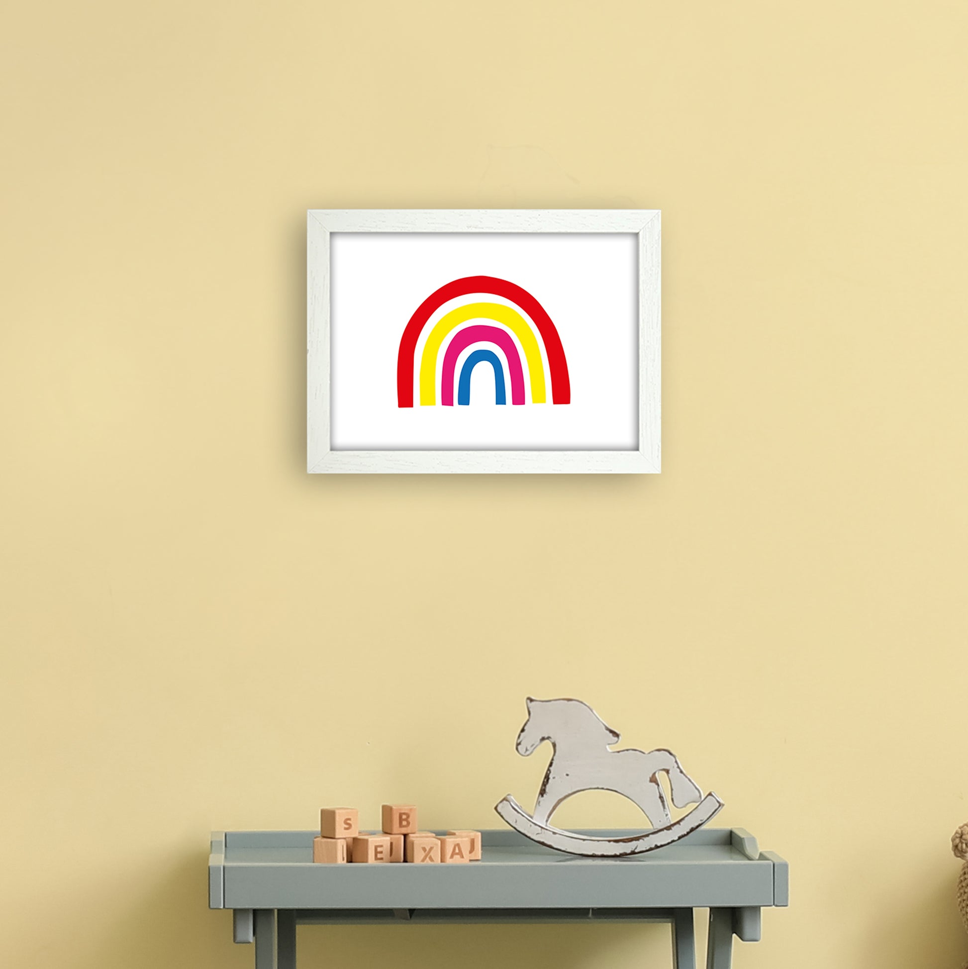 Rainbow Red  Art Print by Pixy Paper A4 Oak Frame