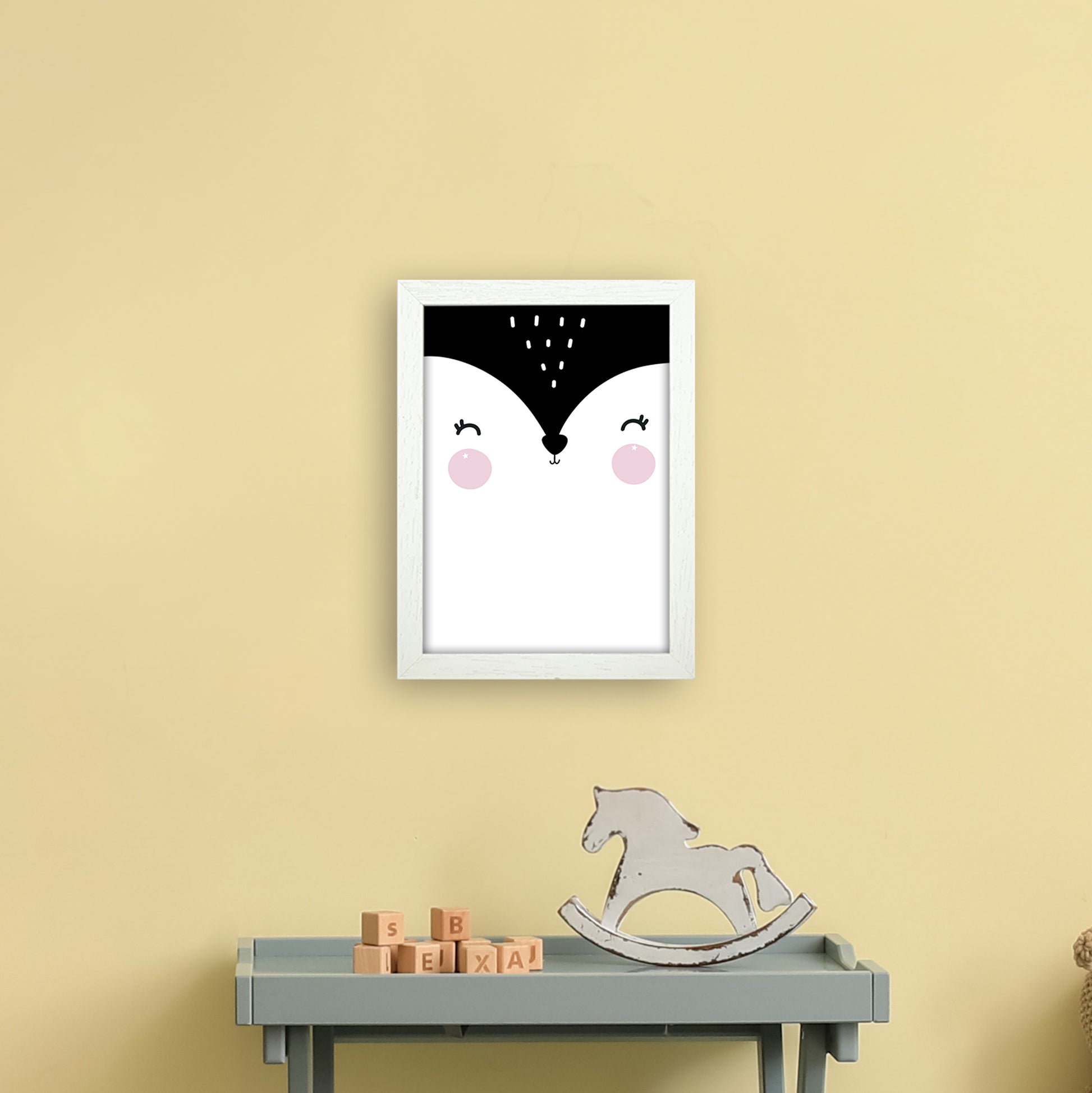 Penguin Face  Art Print by Pixy Paper A4 Oak Frame
