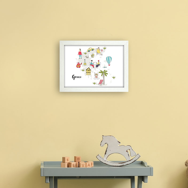 Greece Map  Art Print by Pixy Paper A4 Oak Frame