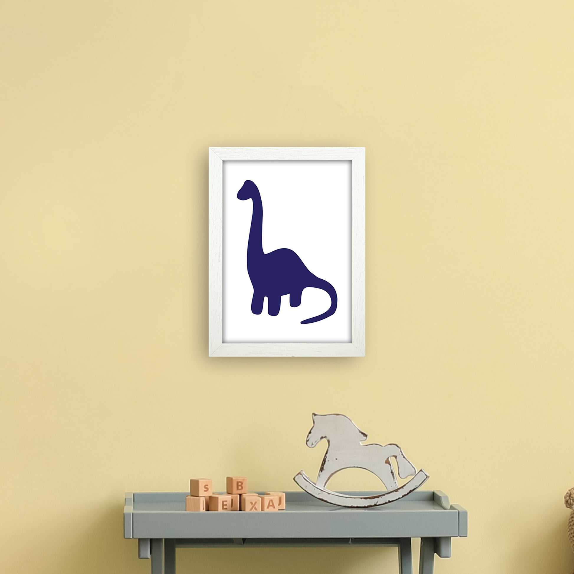 Brach Navy  Art Print by Pixy Paper A4 Oak Frame