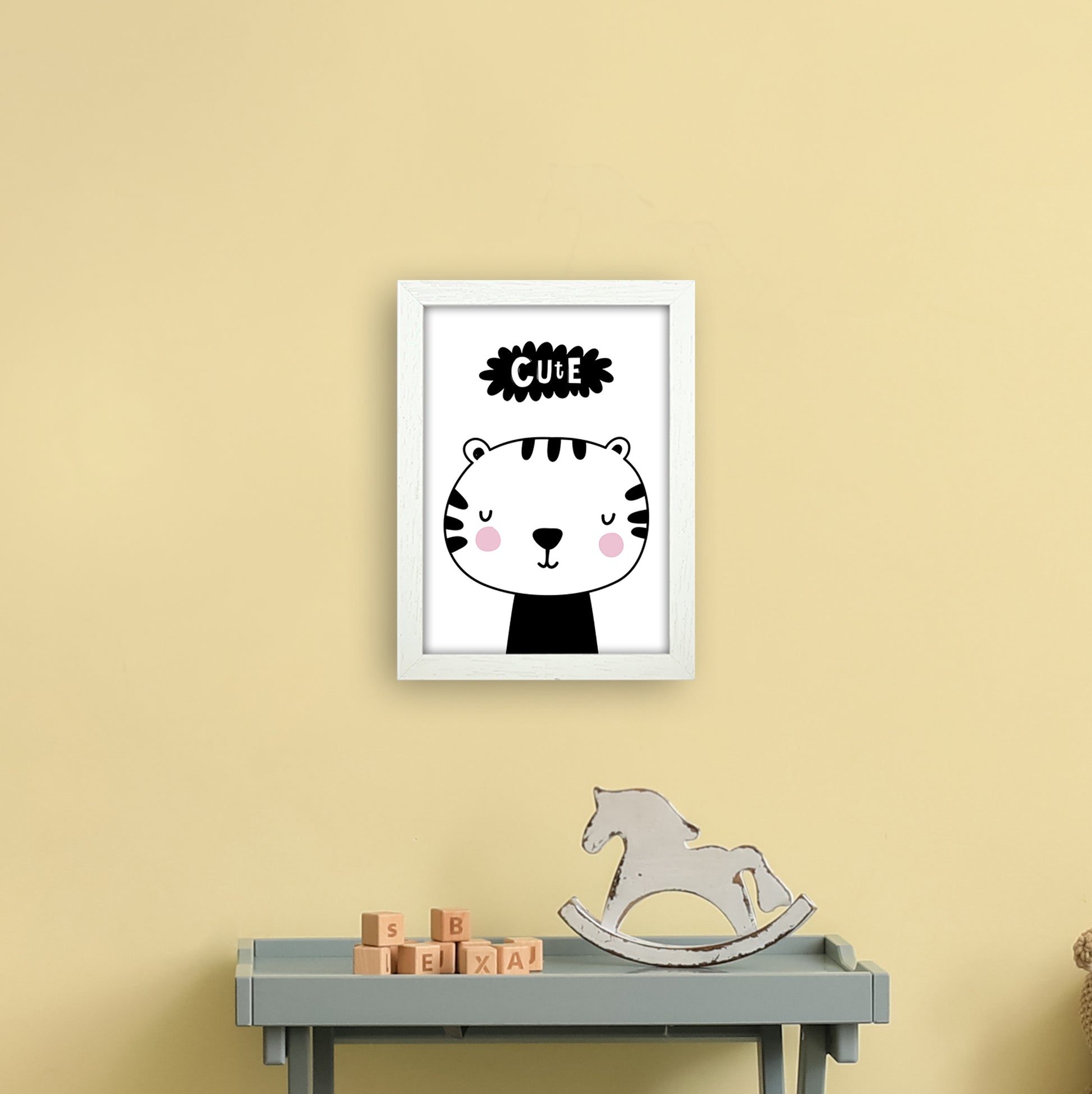 Cute Tiger  Art Print by Pixy Paper A4 Oak Frame